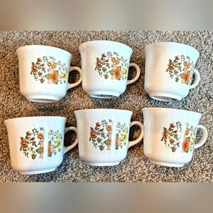 Set of 6 Vintage Corelle Indian Summer floral coffee cups